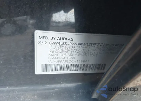 2012 Audi A4 2.0T Premium из США, поврежденный, VIN WAUFFAFL0CA115841